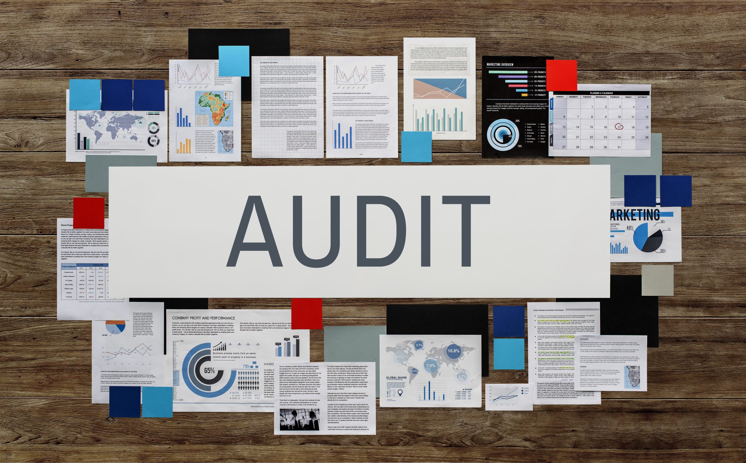 Tax audit preparation with financial statements.